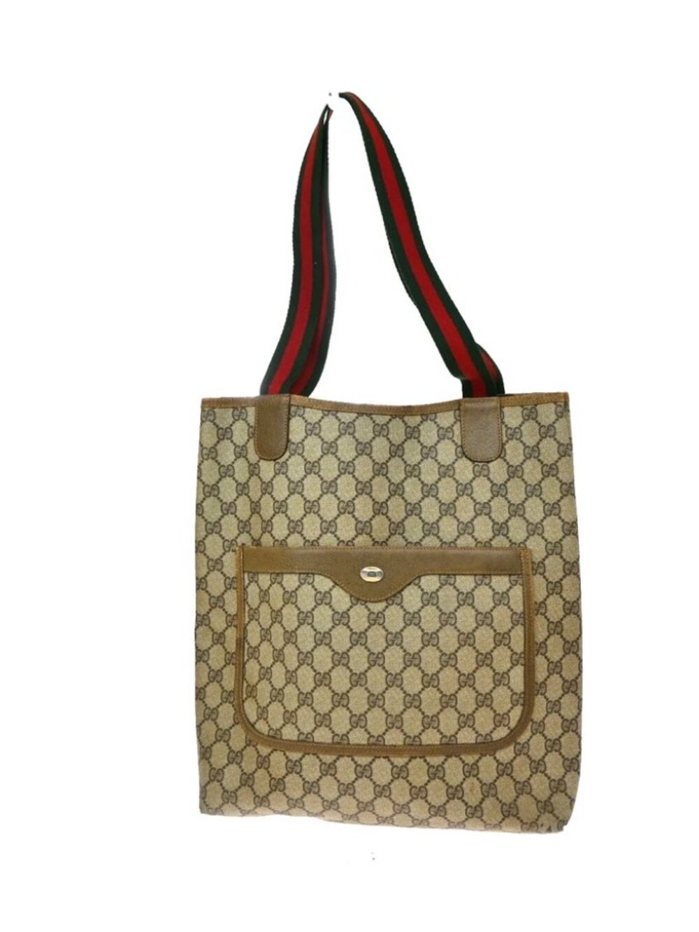 GUCCI Logo GG Pattern Sherry Shoulder Bag PVC Leather Brown Italy 67KD144